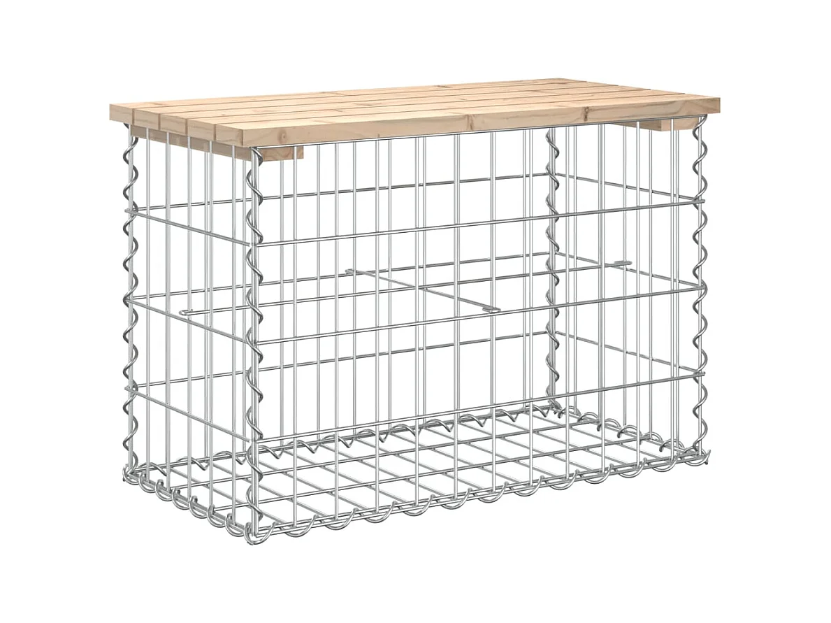 Banco de jardim com design gabião 63x31,5x42 cm pinho maciço