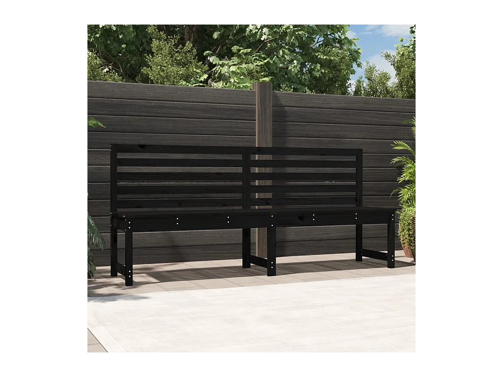 Banc de jardin noir 201,5 cm bois massif de pin