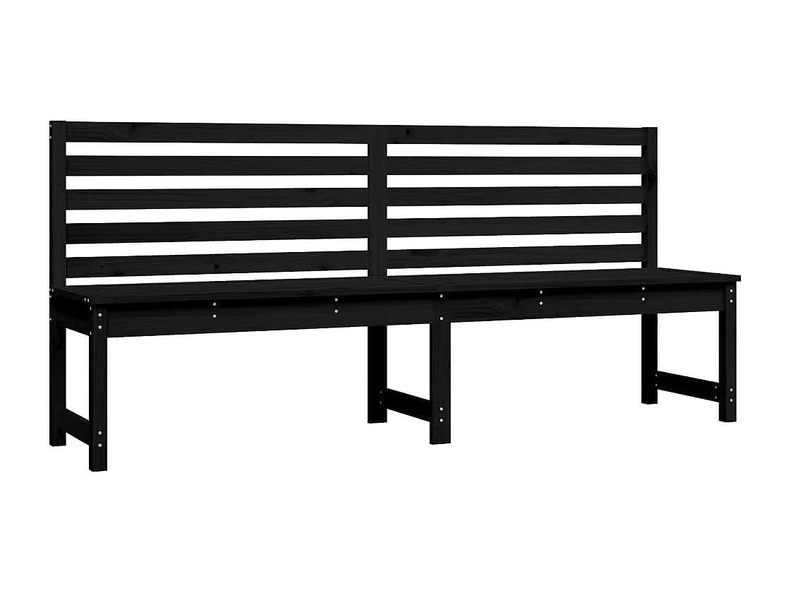 Banc de jardin noir 201,5 cm bois massif de pin
