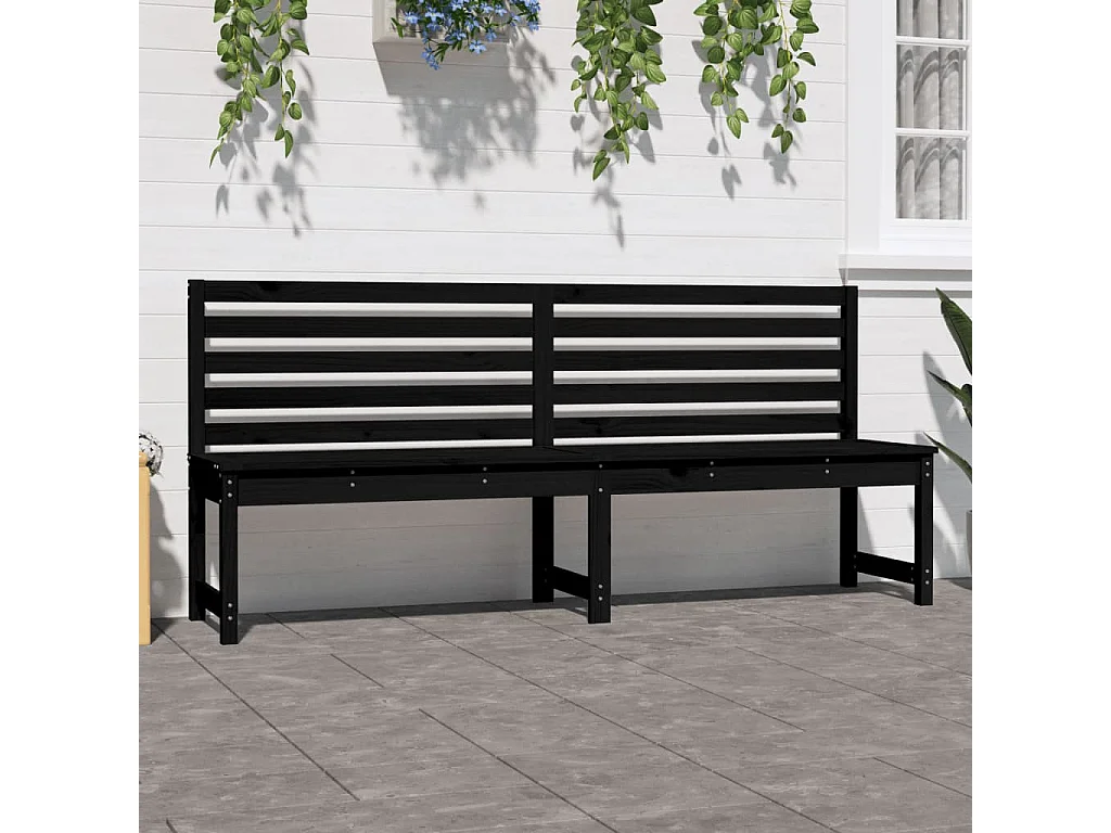 Banc de jardin noir 201,5 cm bois massif de pin