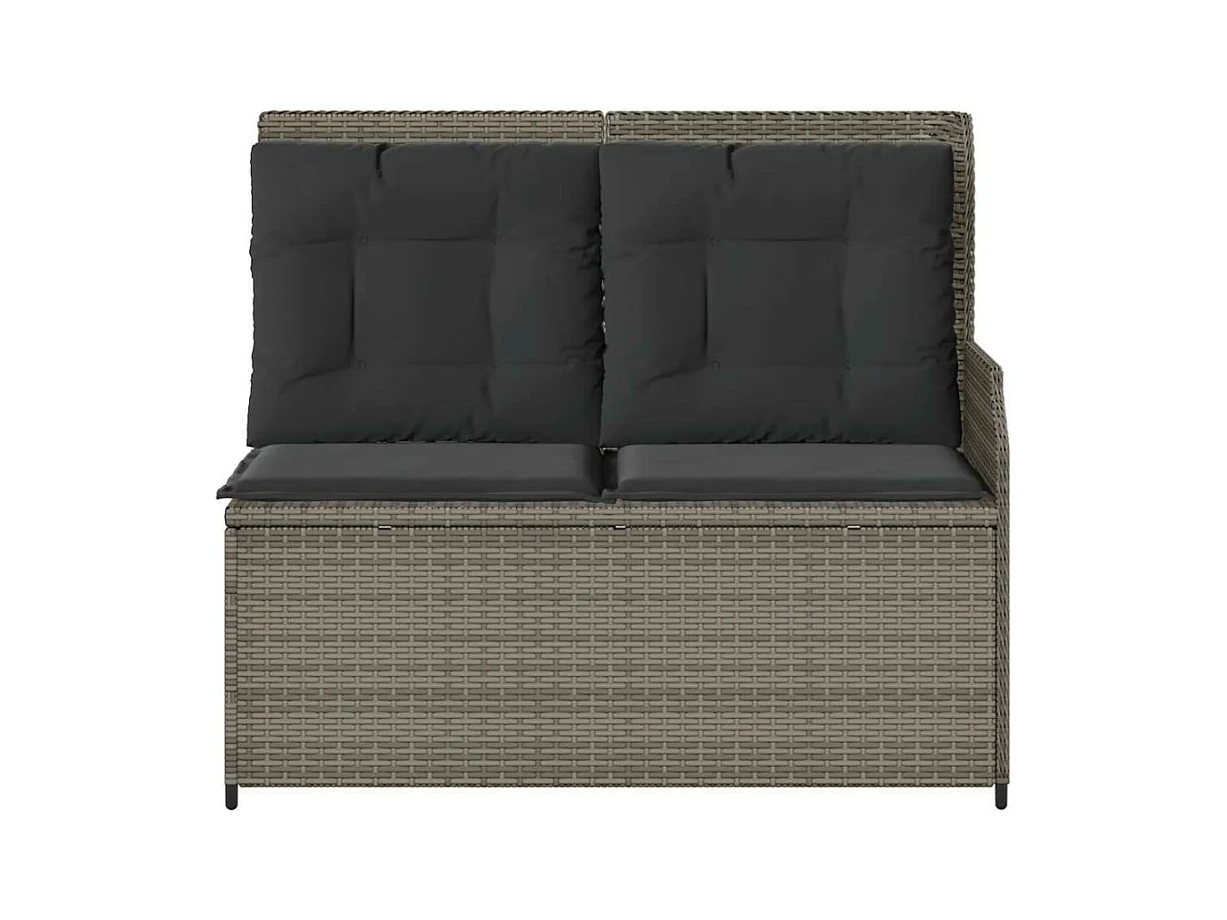 Sillón reclinable de jardín con cojines ratán sintético gris