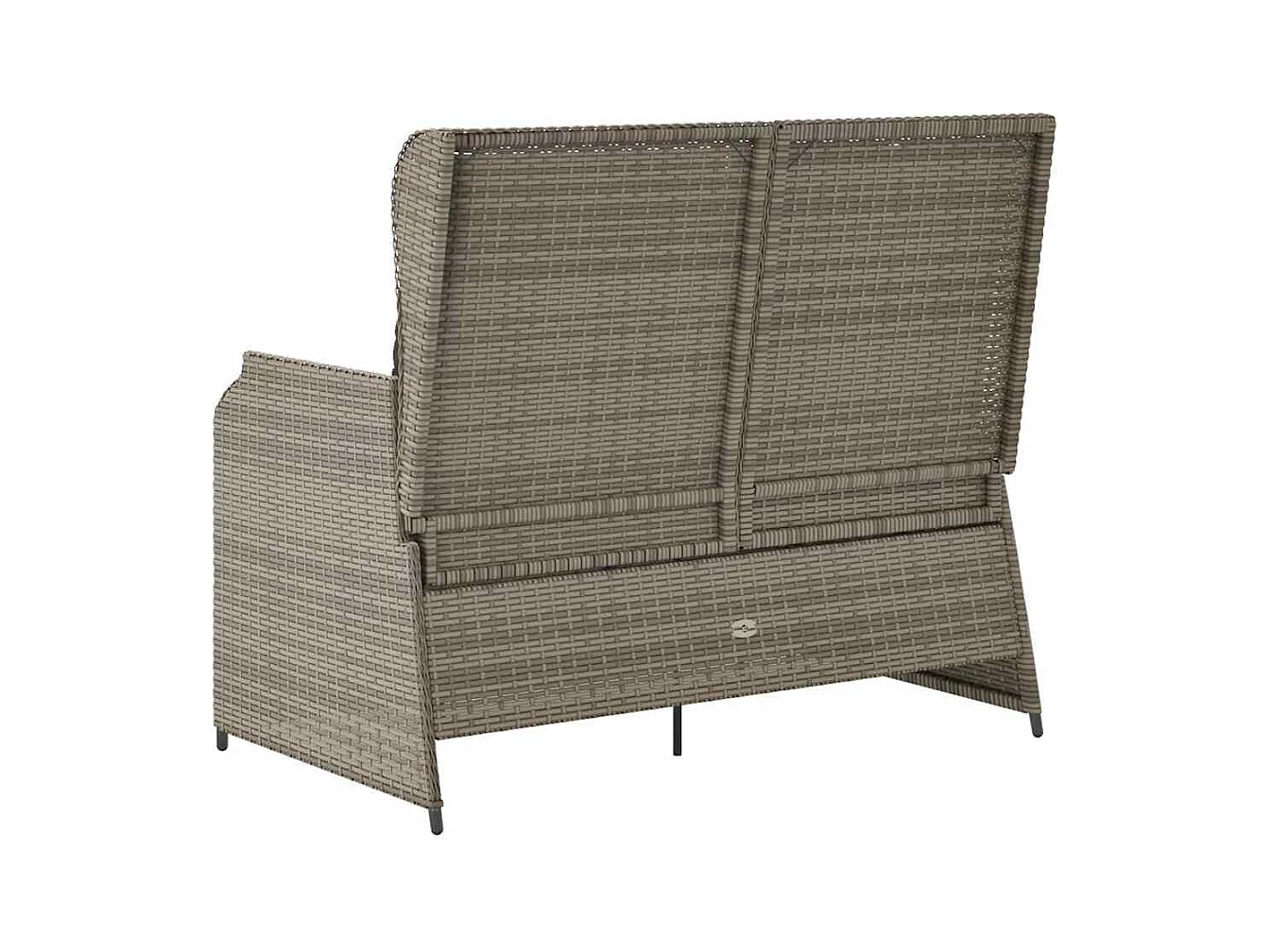 Sillón reclinable de jardín con cojines ratán sintético gris