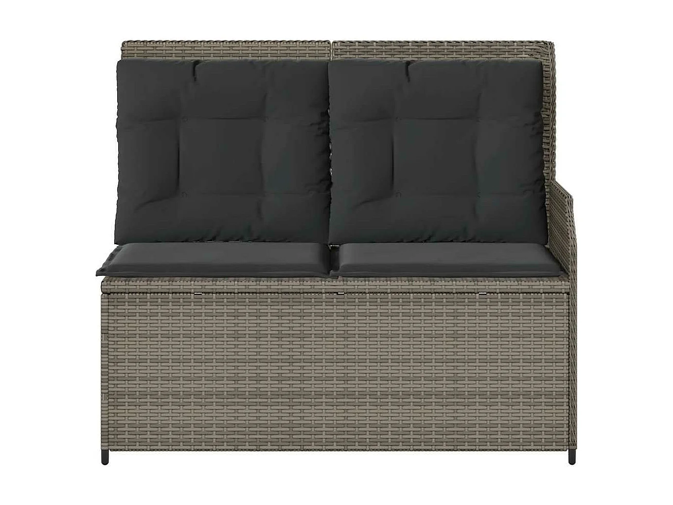 Banc inclinable de jardin avec coussins gris résine tressée