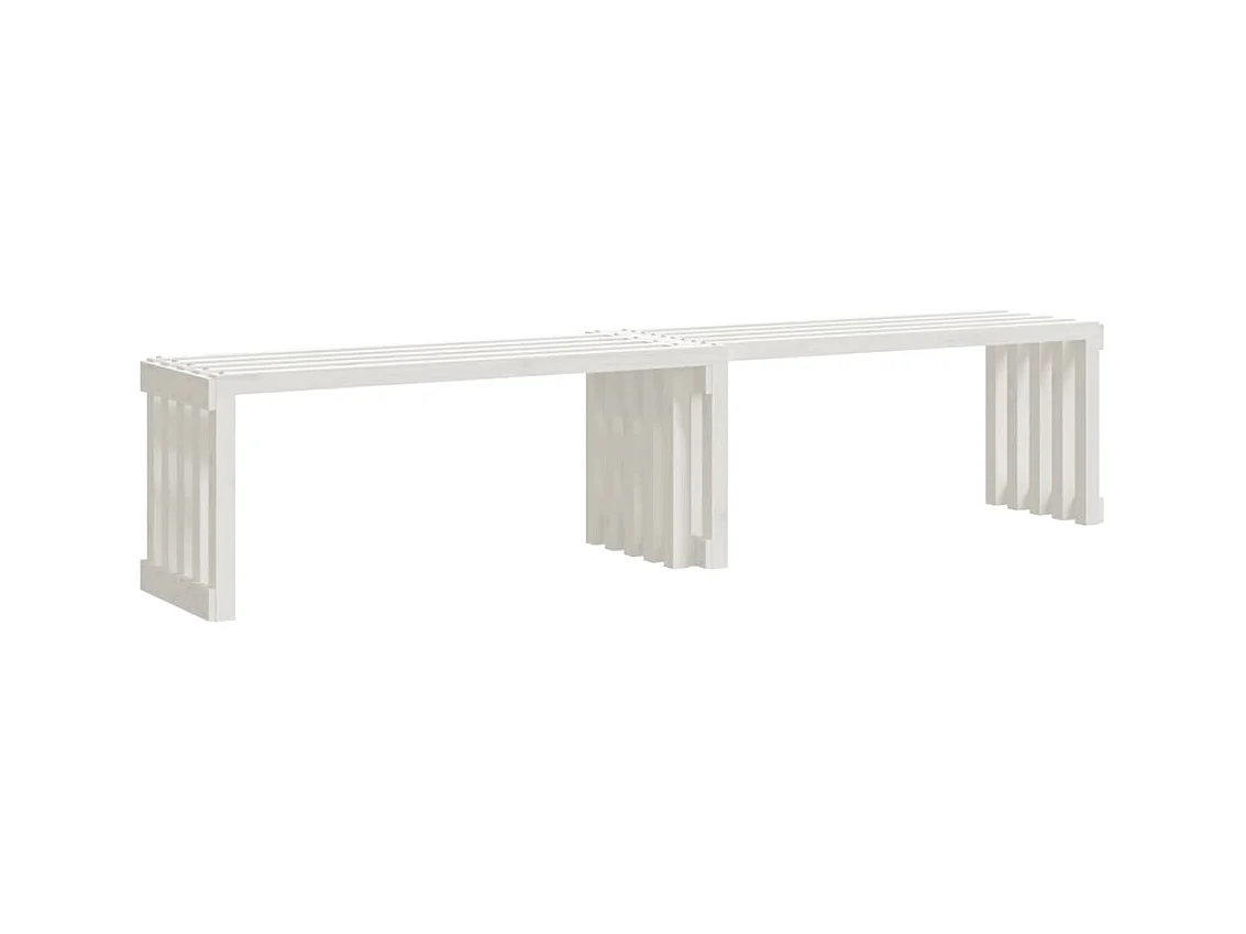 Banc de jardin extensible blanc 212,5x40,5x45cm bois massif pin