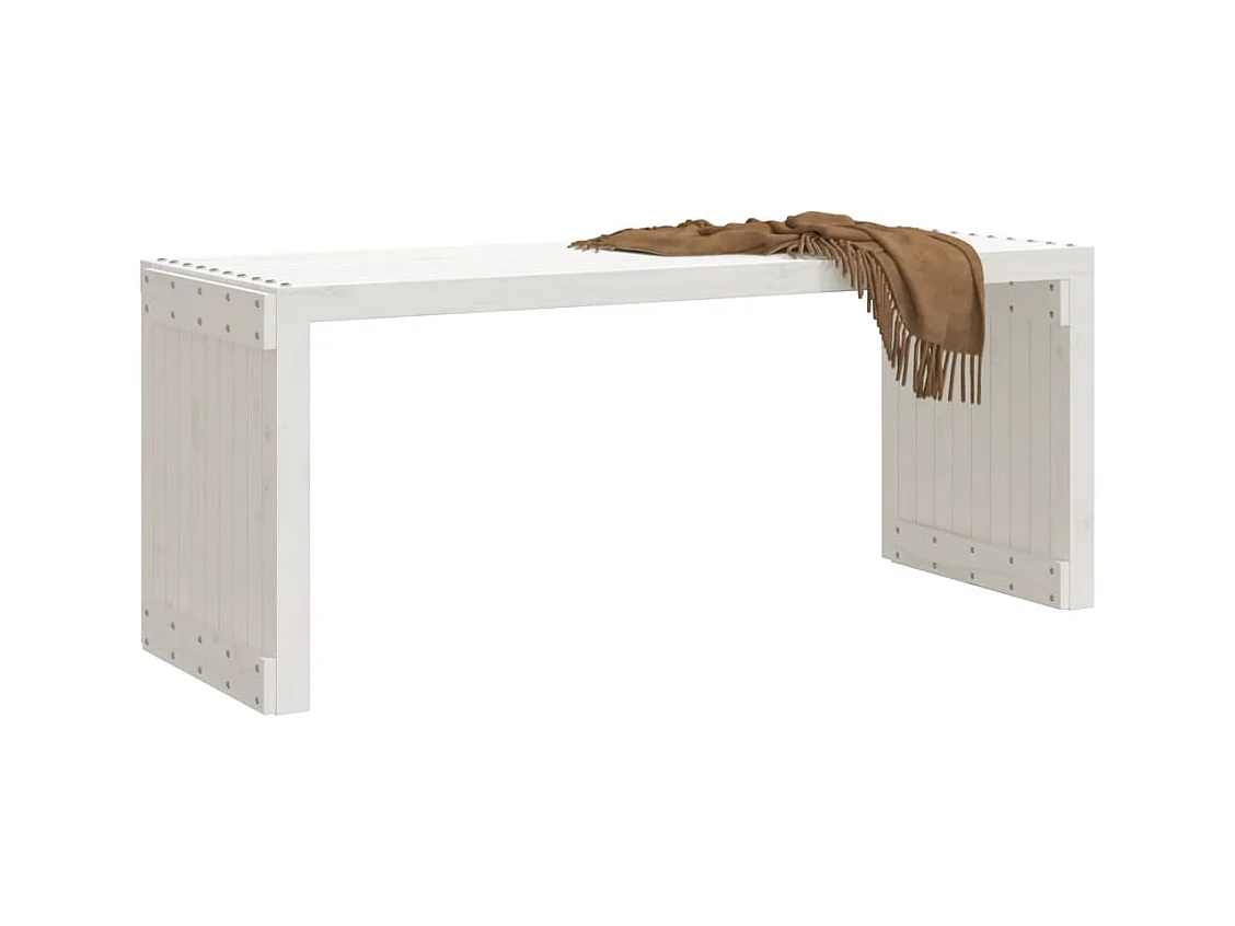 Banc de jardin extensible blanc 212,5x40,5x45cm bois massif pin