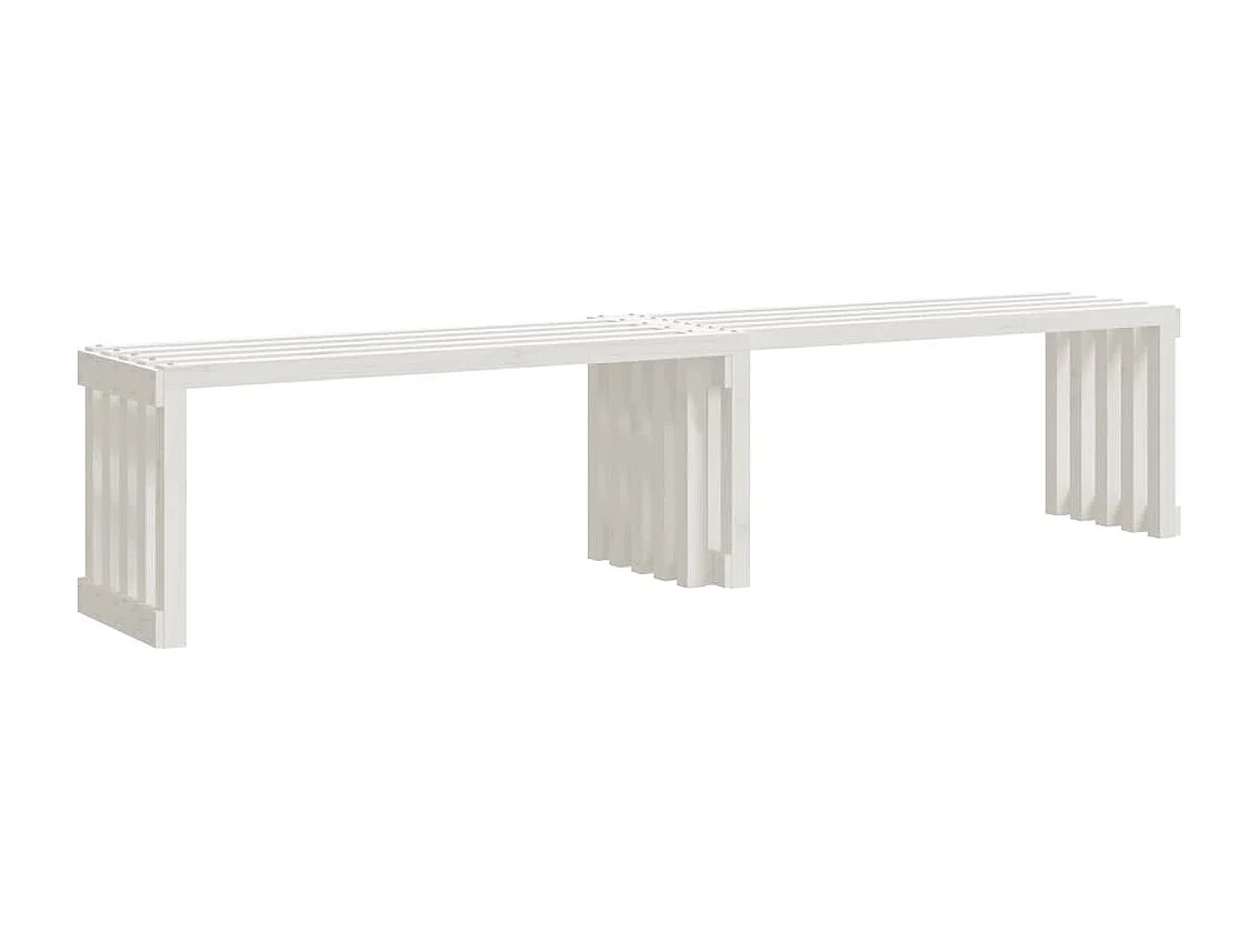 Banc de jardin extensible blanc 212,5x40,5x45cm bois massif pin