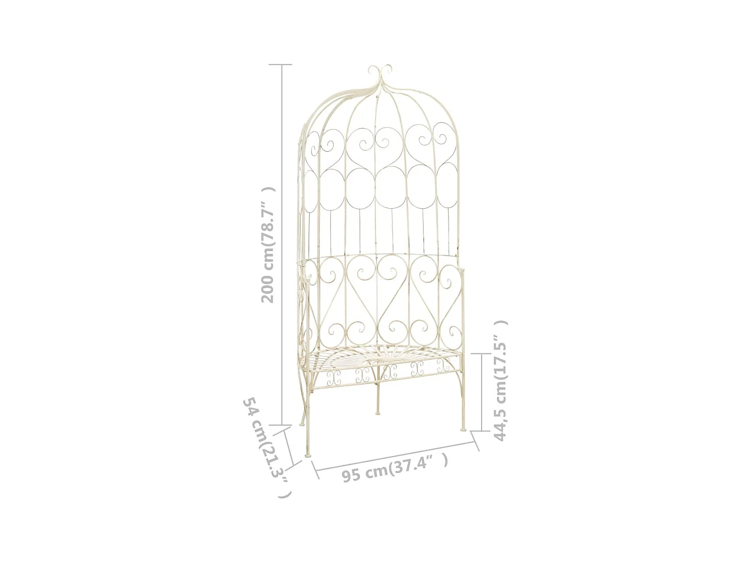 Banc de jardin 95 cm Fer Blanc antique