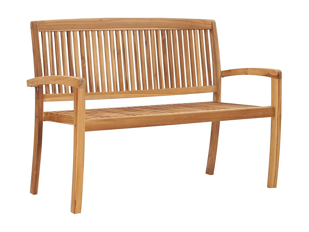 Banc de jardin empilable et coussin 128,5cm Bois de teck massif