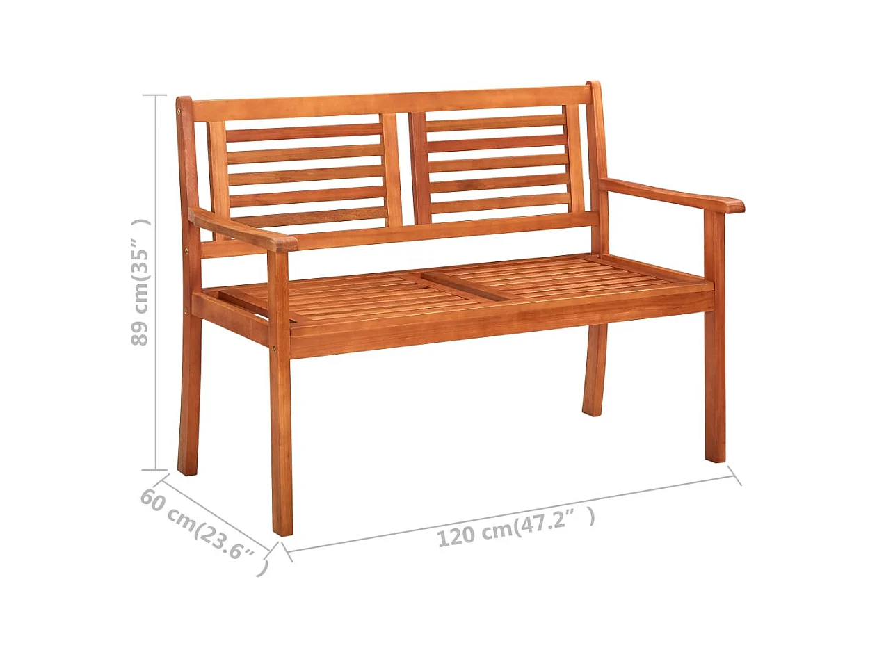 Banco de jardim 2 lugares 120 cm madeira de eucalipto maciça