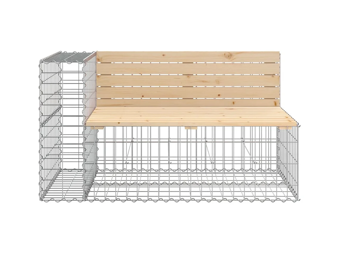 Banc de jardin avec panier en gabion bois massif de pin