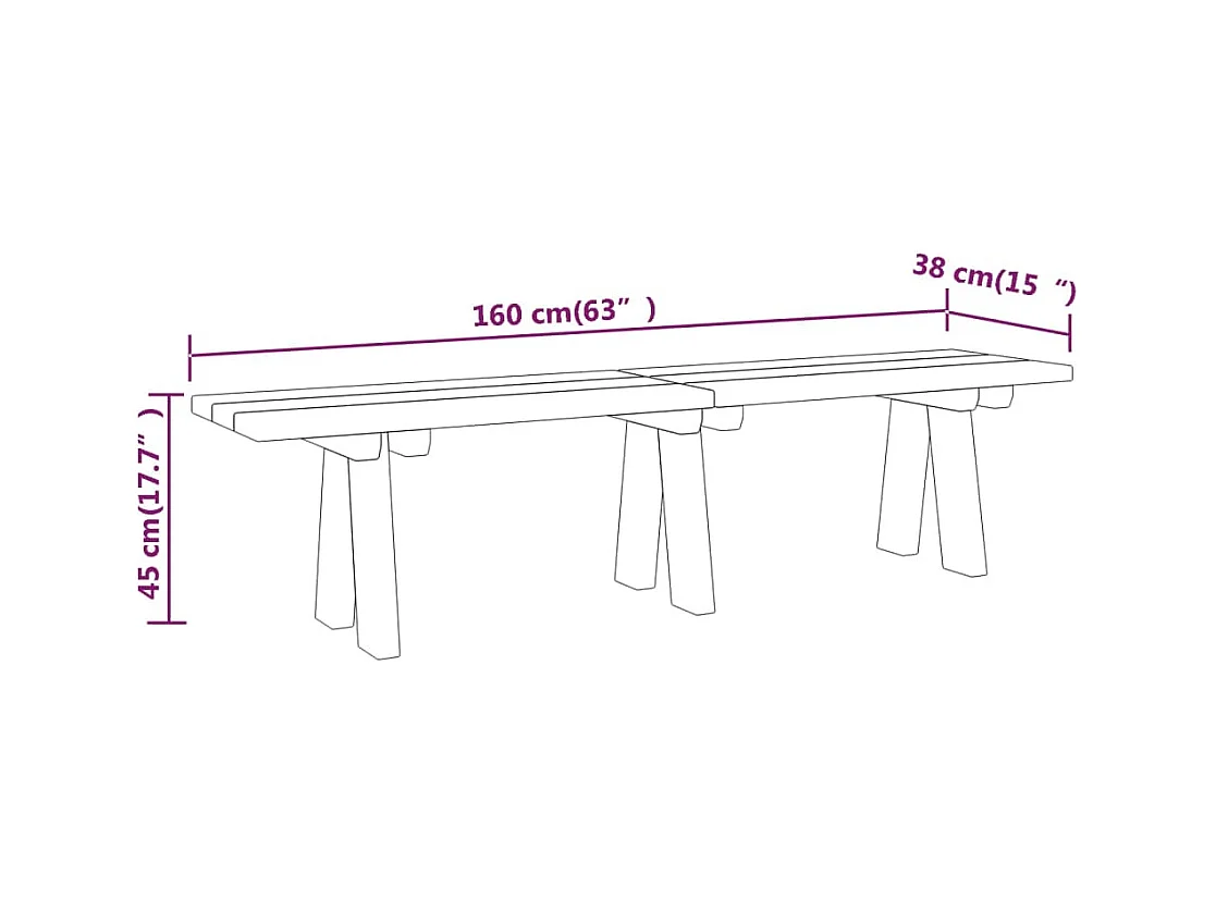 Banc de jardin 160 cm Bois de pin massif imprégné