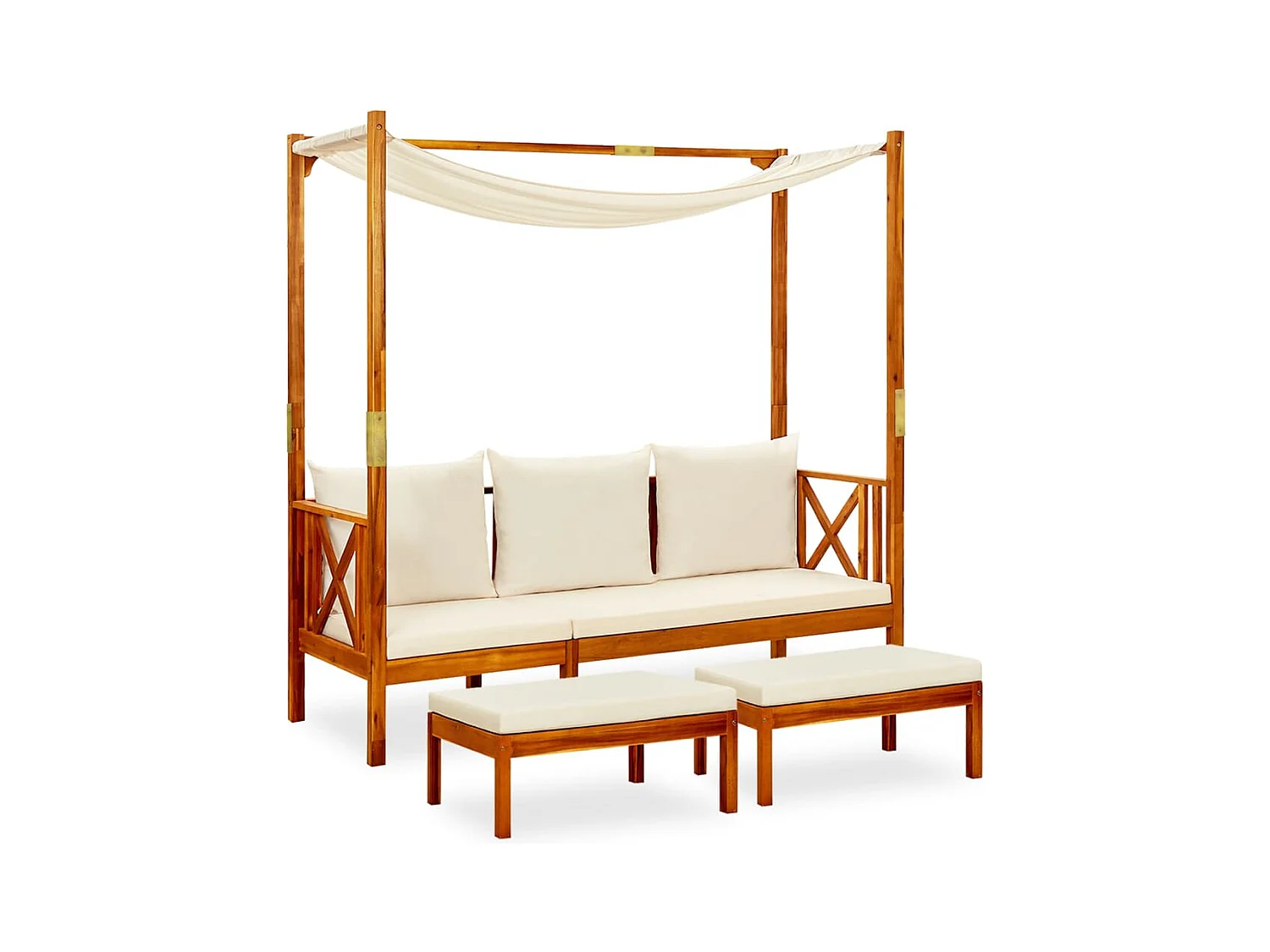 Banc de jardin avec auvent et repose-pieds Bois d'acacia solide