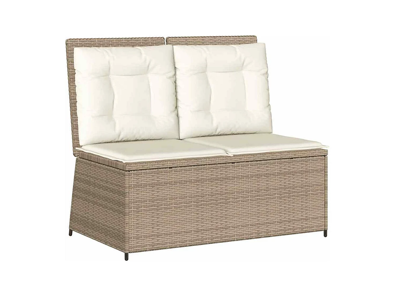 Banc inclinable de jardin avec coussins beige résine tressée