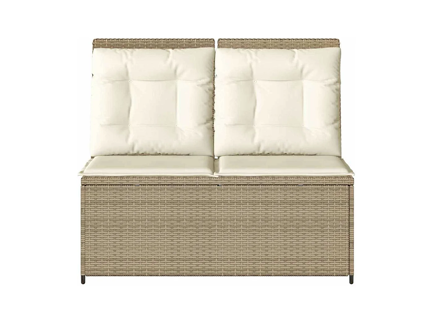 Banc inclinable de jardin avec coussins beige résine tressée