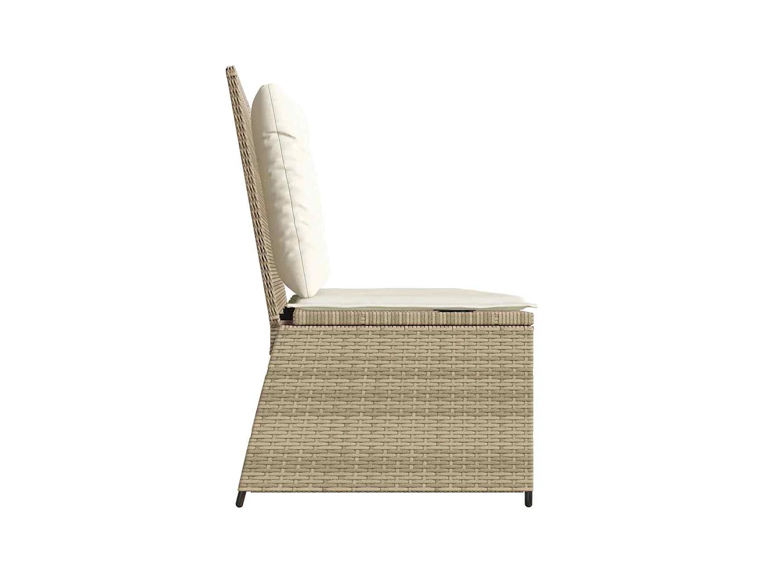 Banc inclinable de jardin avec coussins beige résine tressée