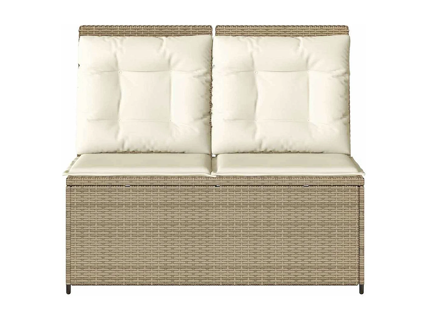 Sillón reclinable de jardín con cojines ratán sintético beige