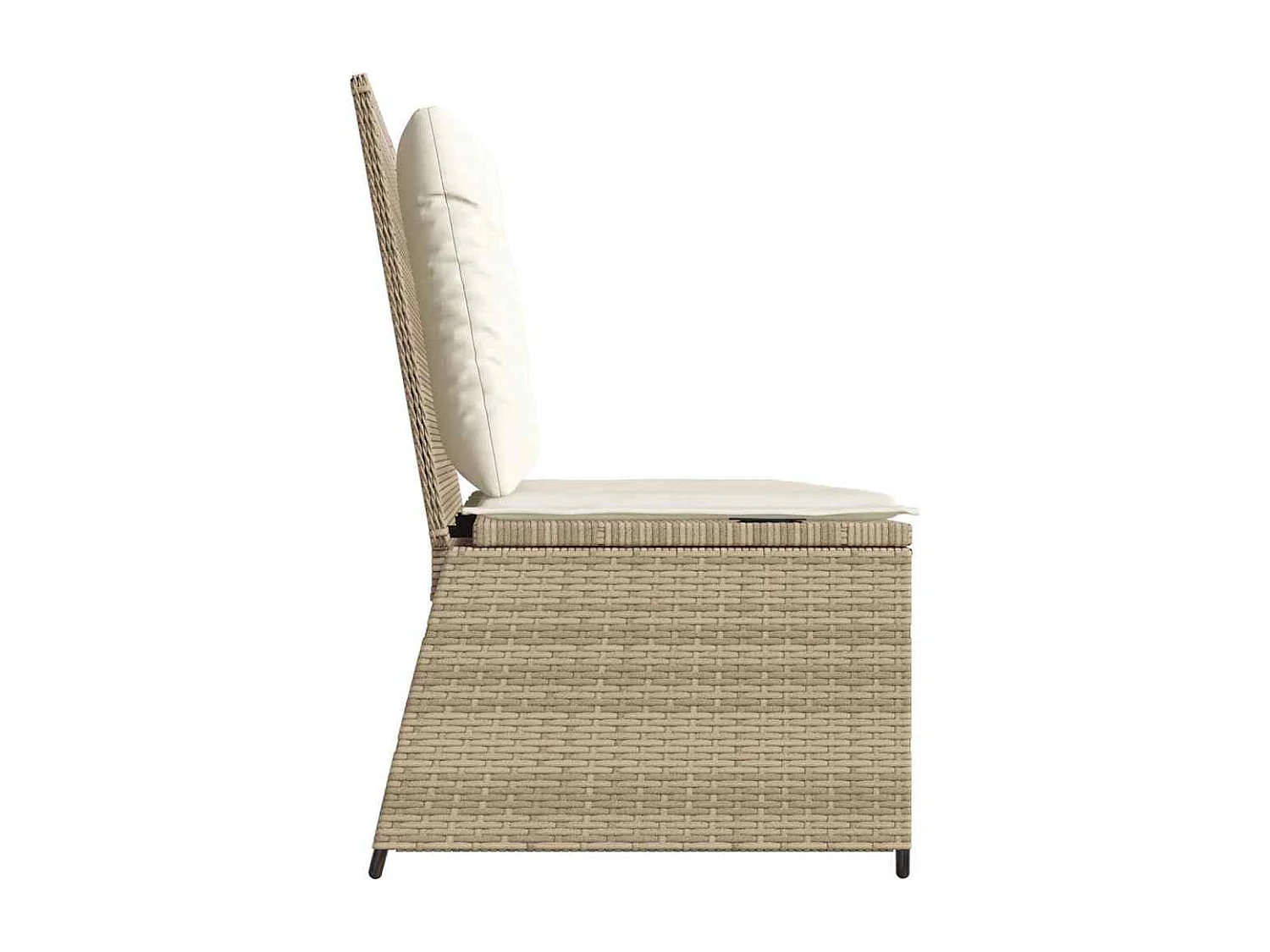 Sillón reclinable de jardín con cojines ratán sintético beige
