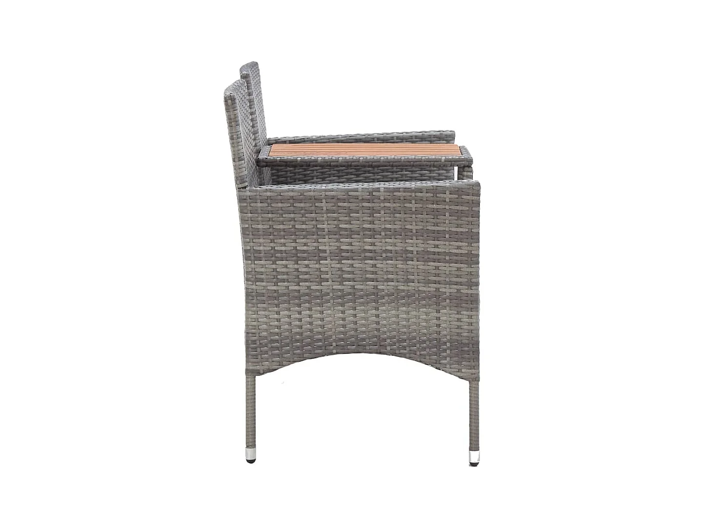 Banc de jardin 2 places et table à thé 143cm Résine tressée Gris