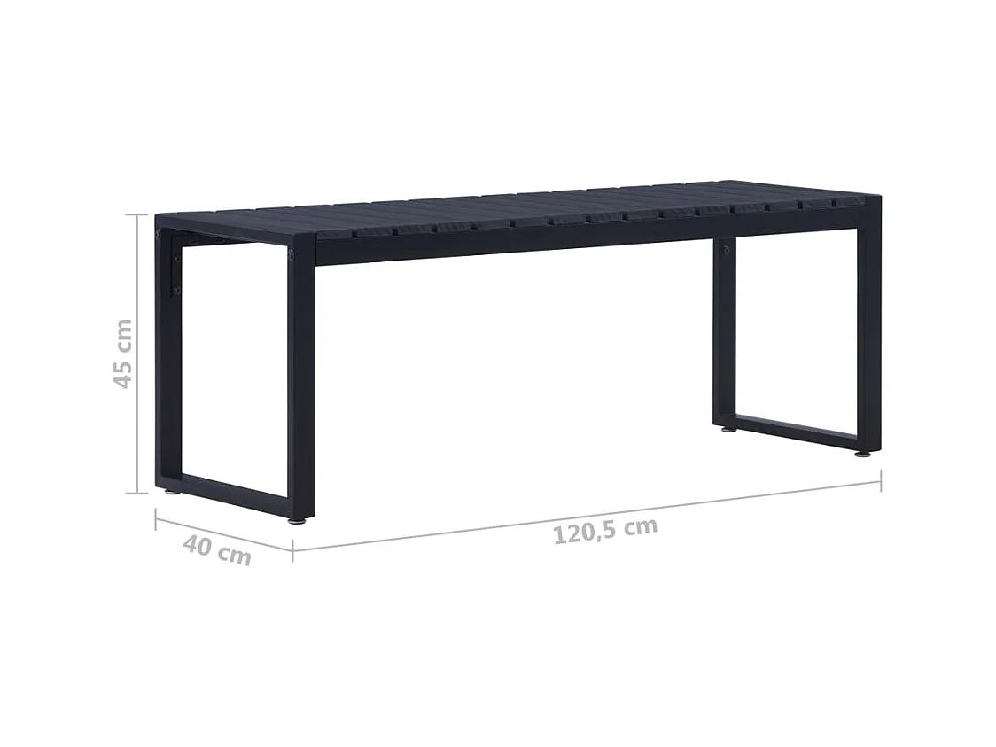 Banco de jardín 120,50 cm tablero PS negro