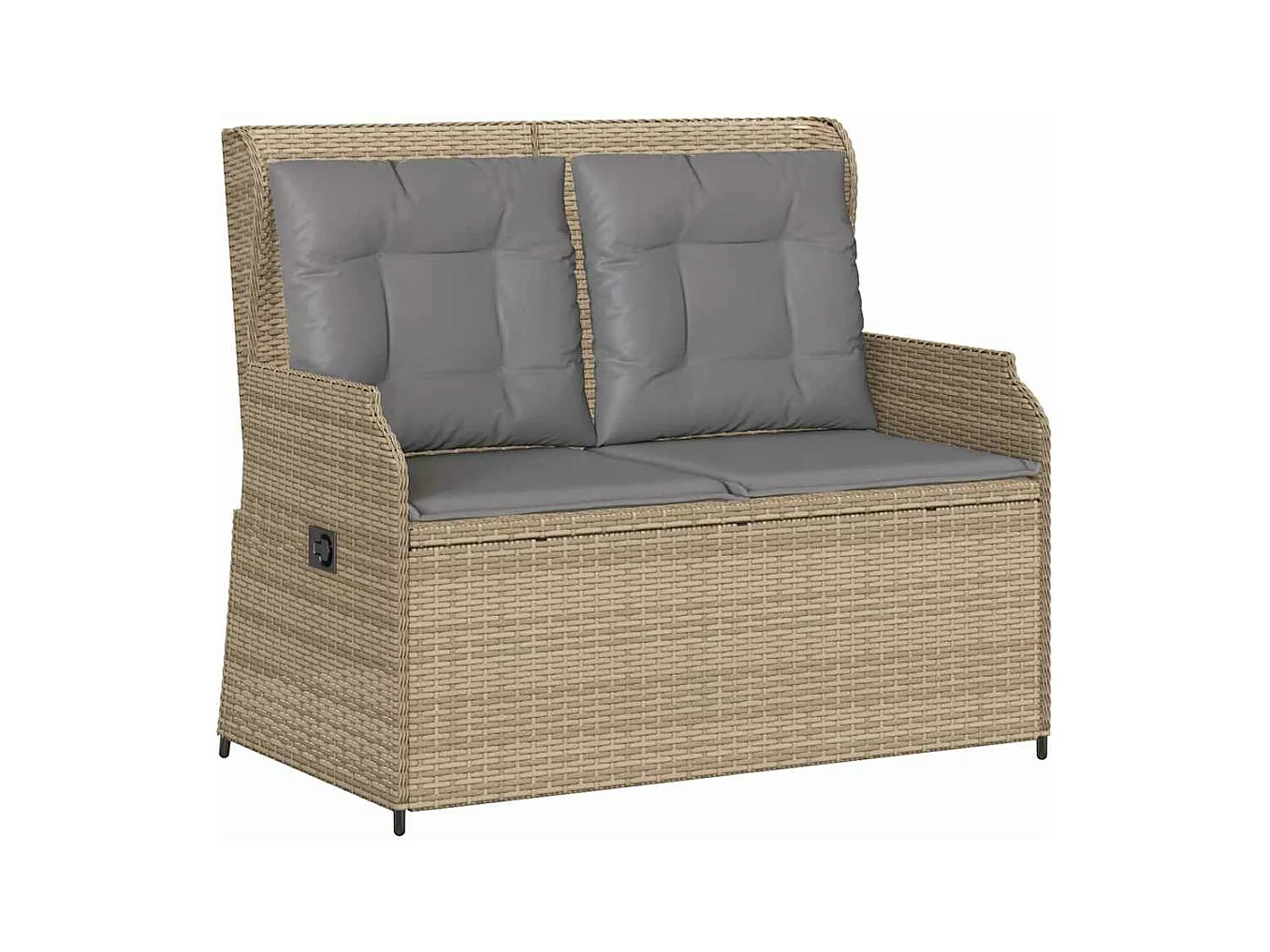 Banc inclinable de jardin avec coussins beige résine tressée