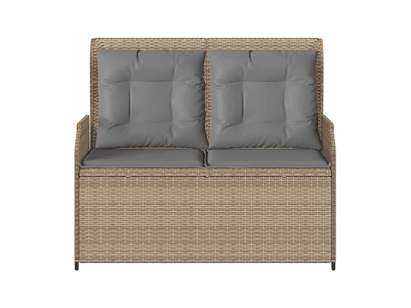 Banc inclinable de jardin avec coussins beige résine tressée