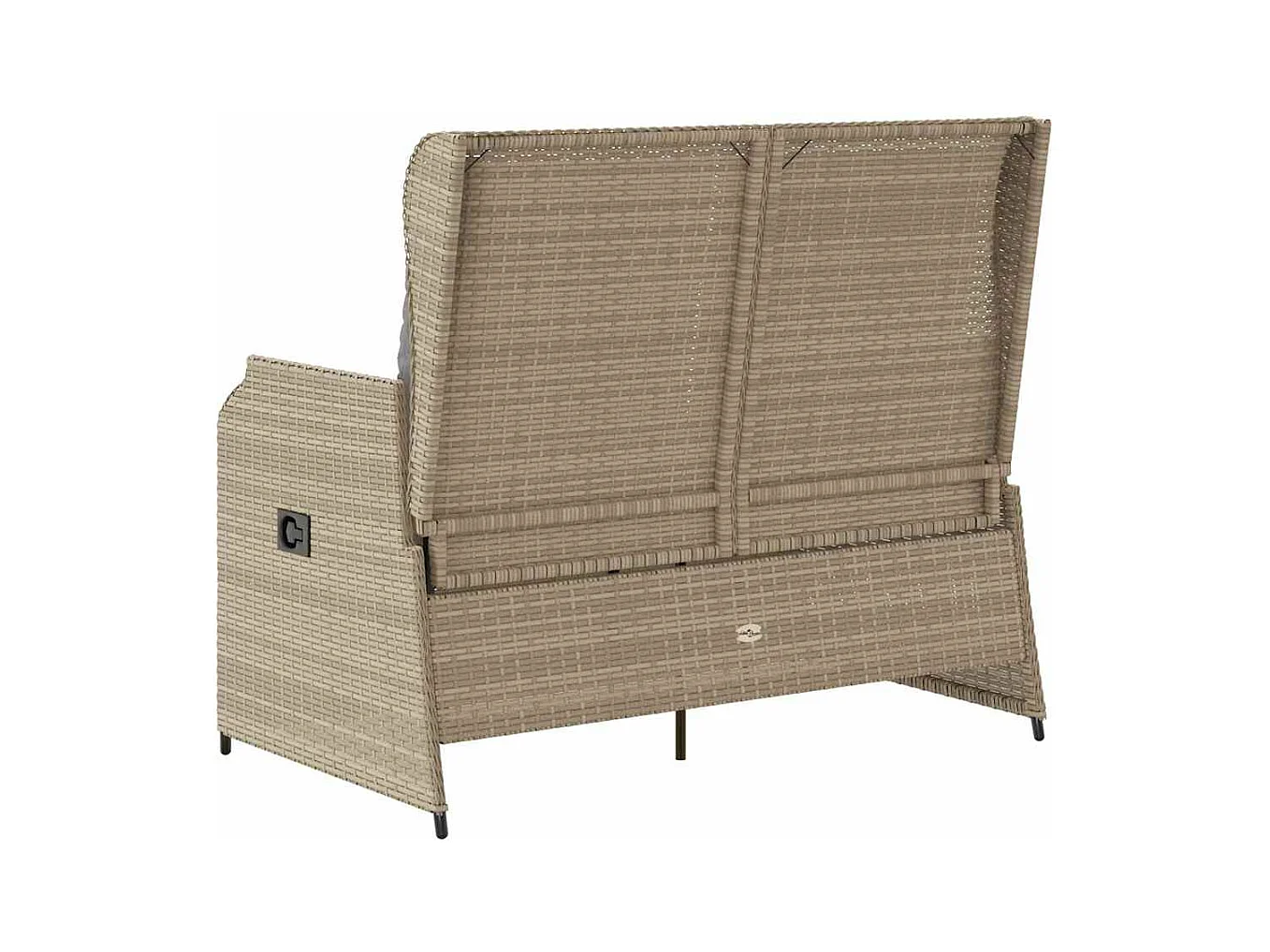 Banc inclinable de jardin avec coussins beige résine tressée