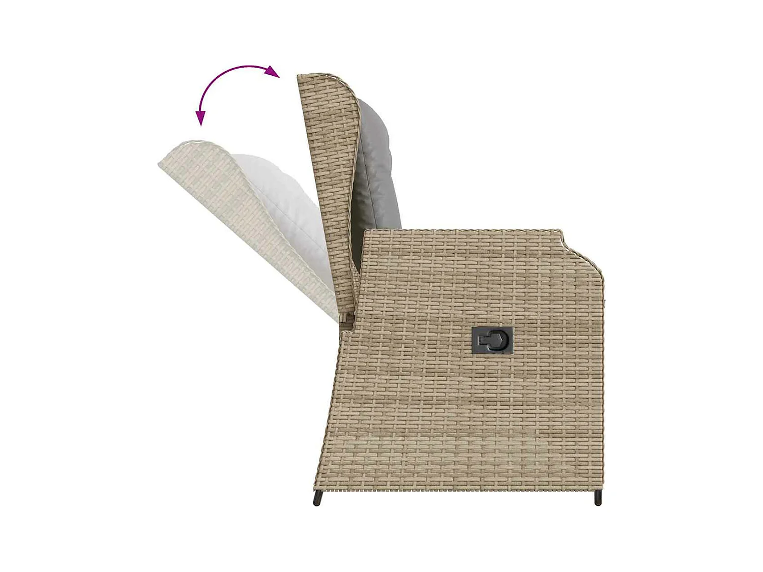 Banc inclinable de jardin avec coussins beige résine tressée