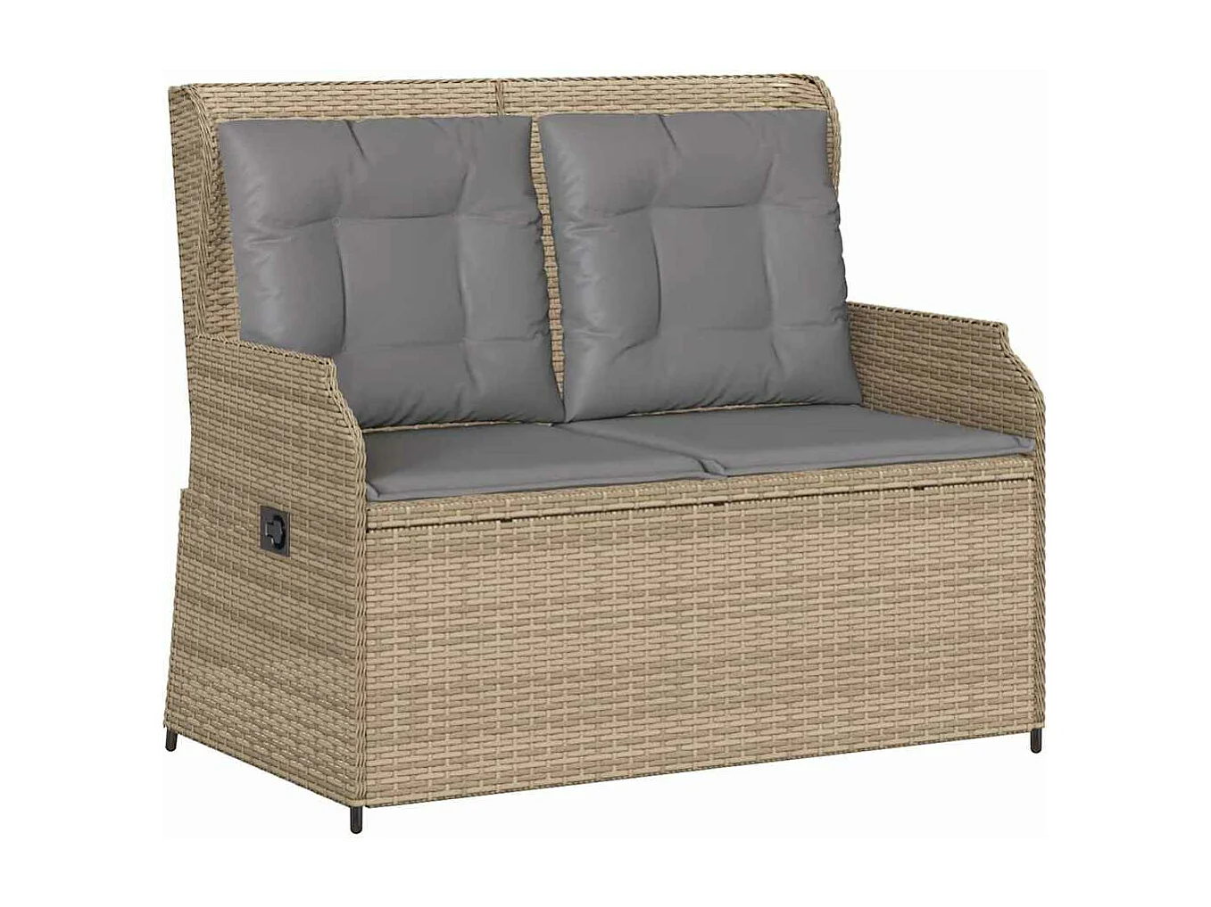 Banc inclinable de jardin avec coussins beige résine tressée