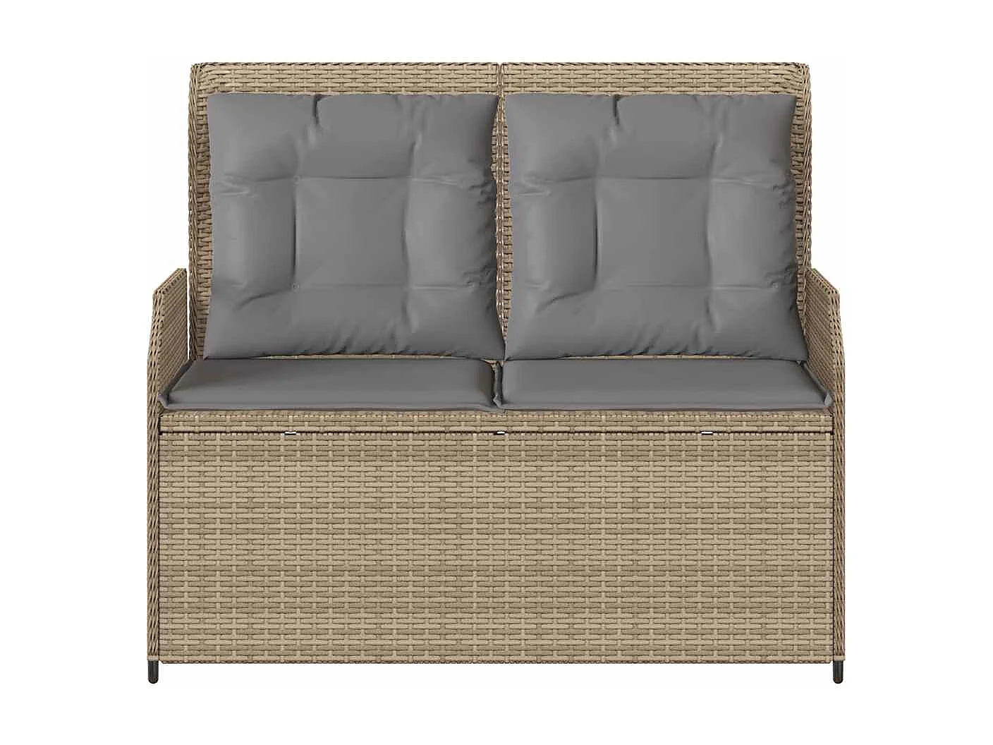 Banc inclinable de jardin avec coussins beige résine tressée