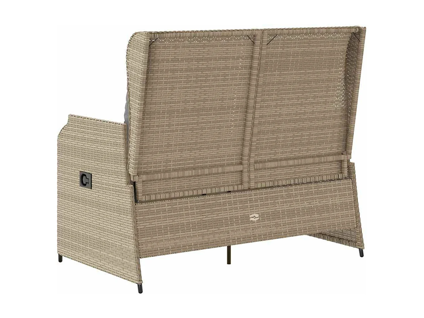 Banc inclinable de jardin avec coussins beige résine tressée
