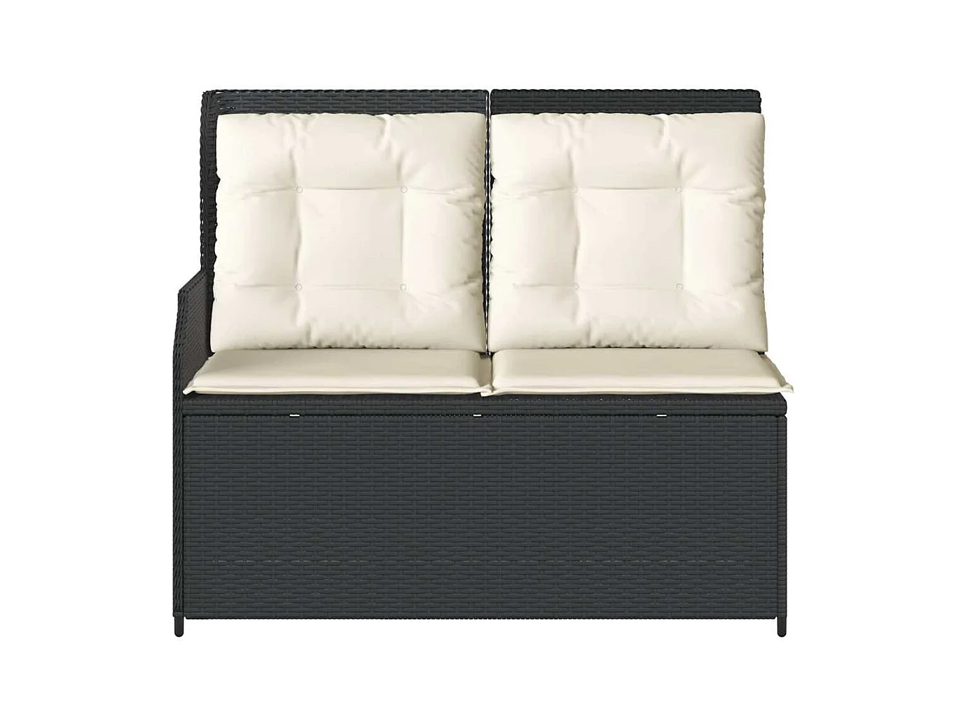 Banc inclinable de jardin avec coussins noir résine tressée