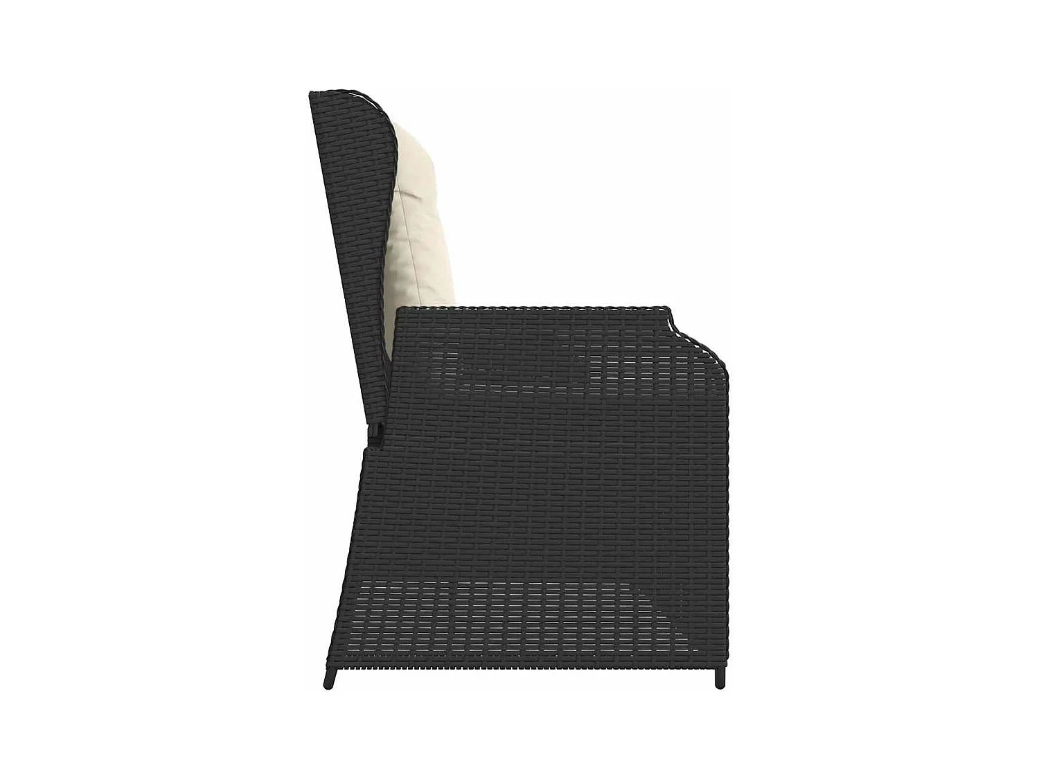 Banc inclinable de jardin avec coussins noir résine tressée