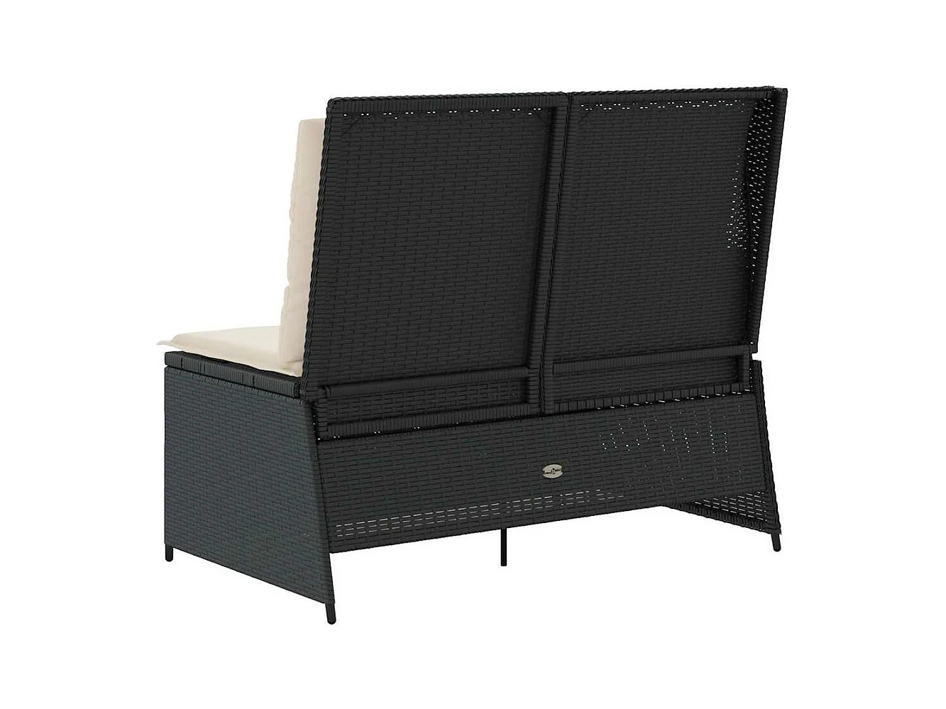 Banc inclinable de jardin avec coussins noir résine tressée