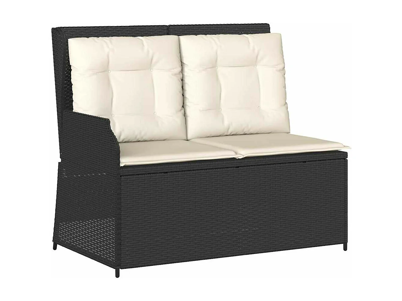 Banco de jardim reclinável com almofadões vime PE preto