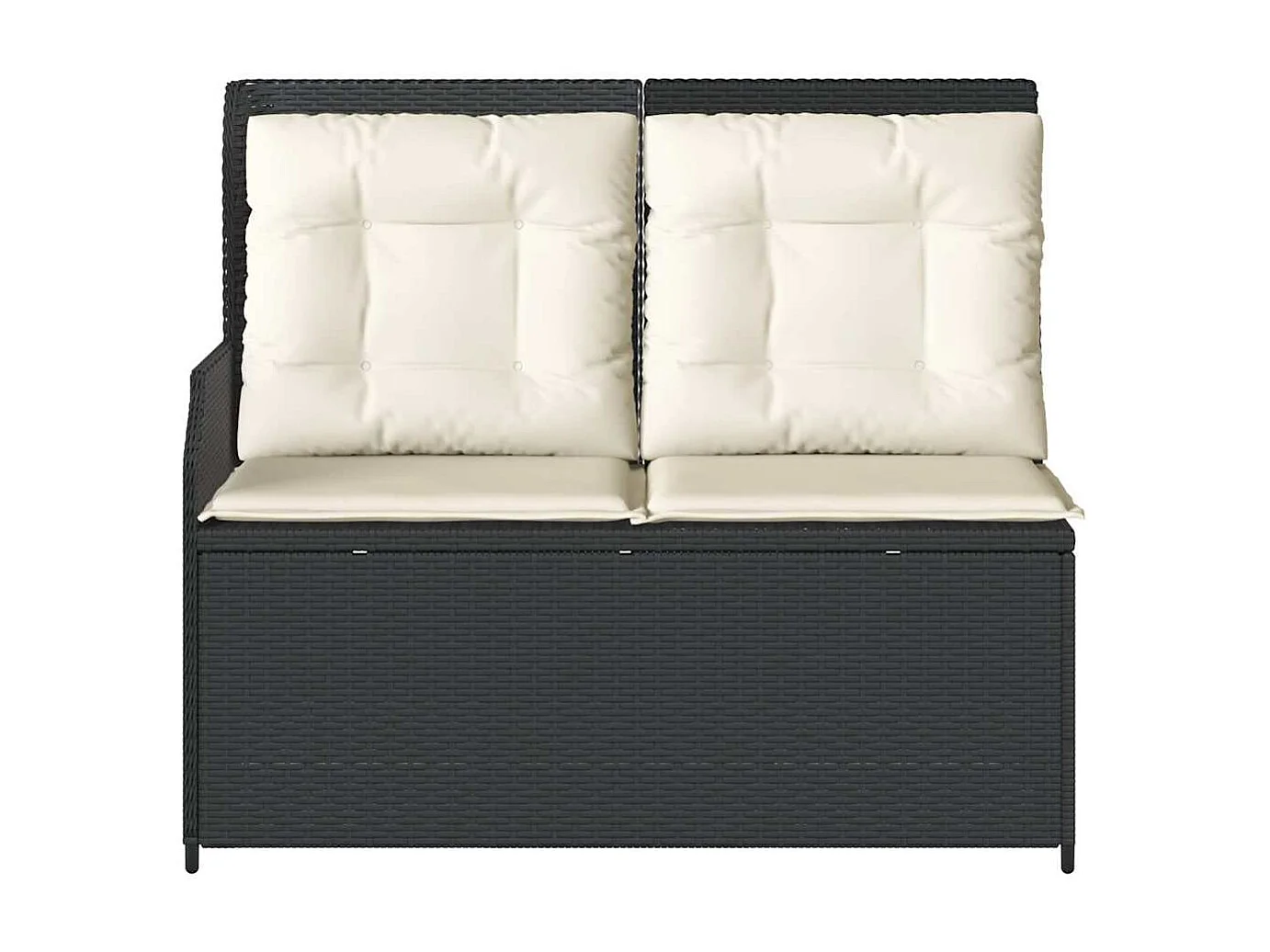 Banco de jardim reclinável com almofadões vime PE preto