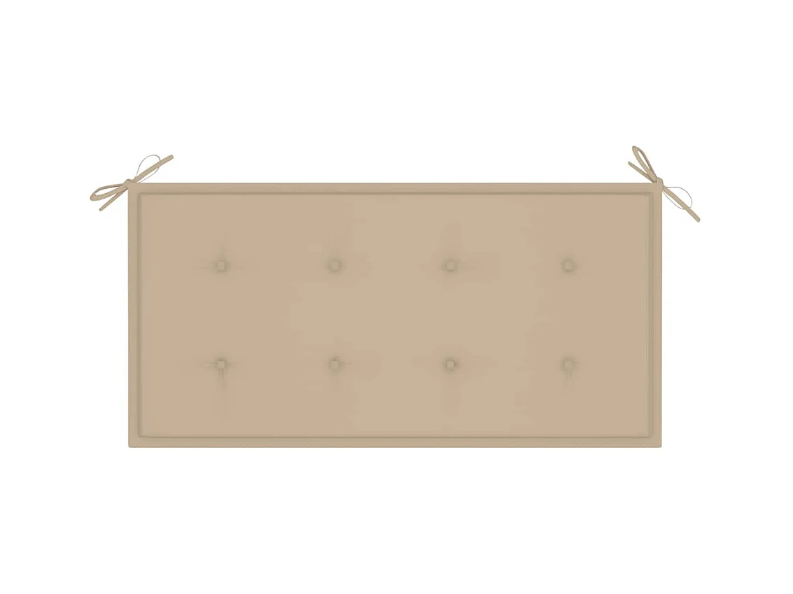 Banco de jardín madera maciza de teca con cojín beige 112 cm