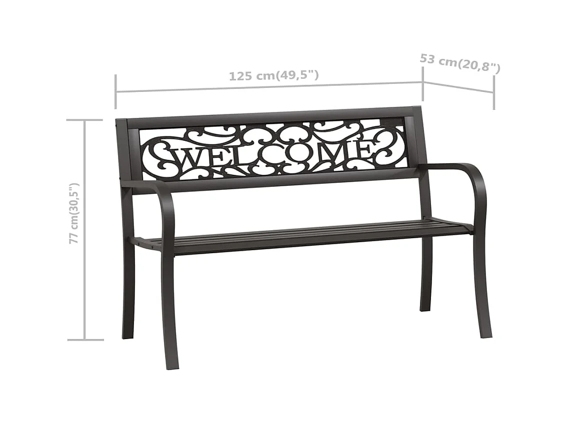 Banc de jardin 125 cm Acier Noir