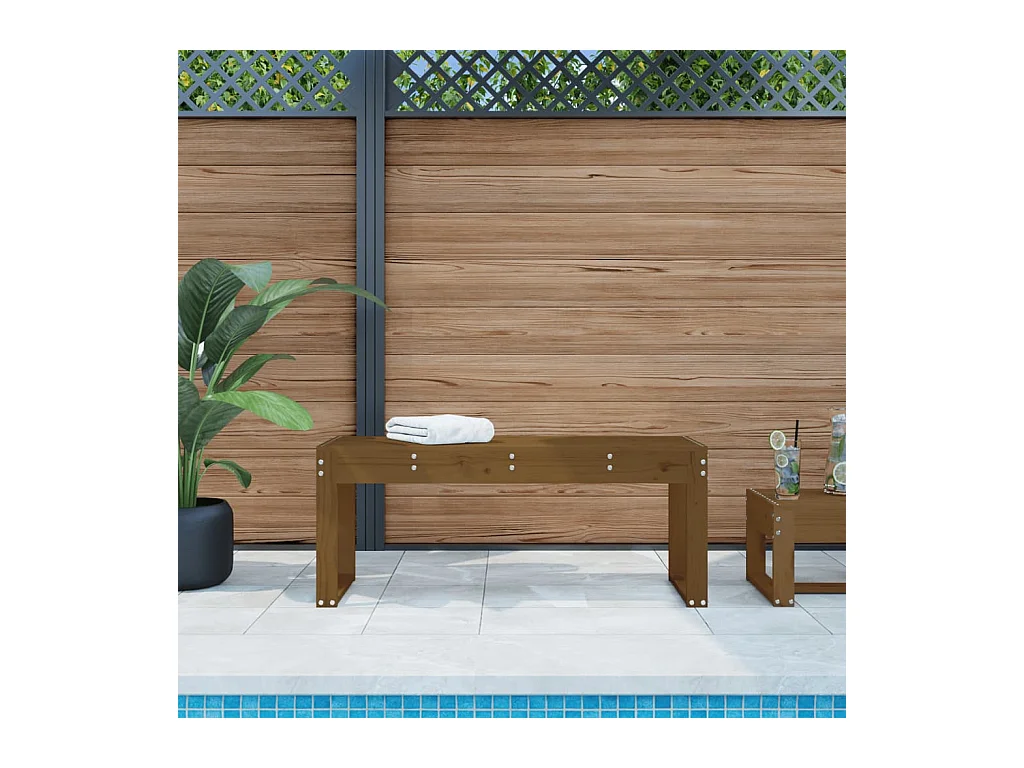 Banc de jardin marron miel 110x38x45 cm bois de pin massif