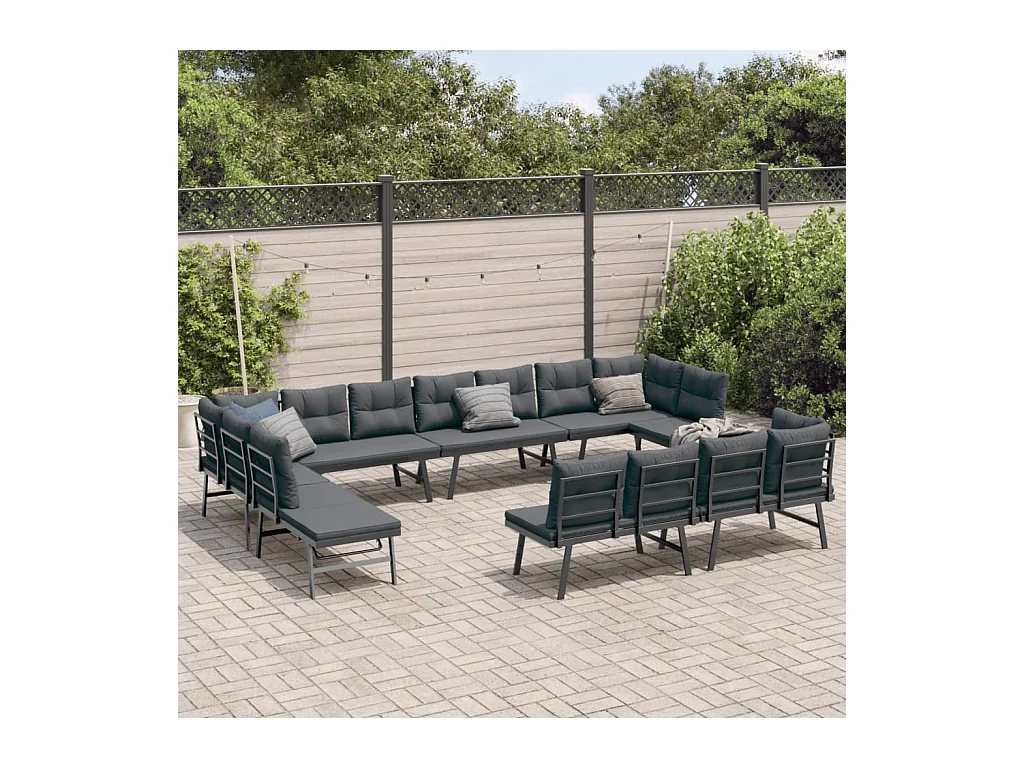 Bancs de jardin avec coussins lot de 8 acier enduit de poudre