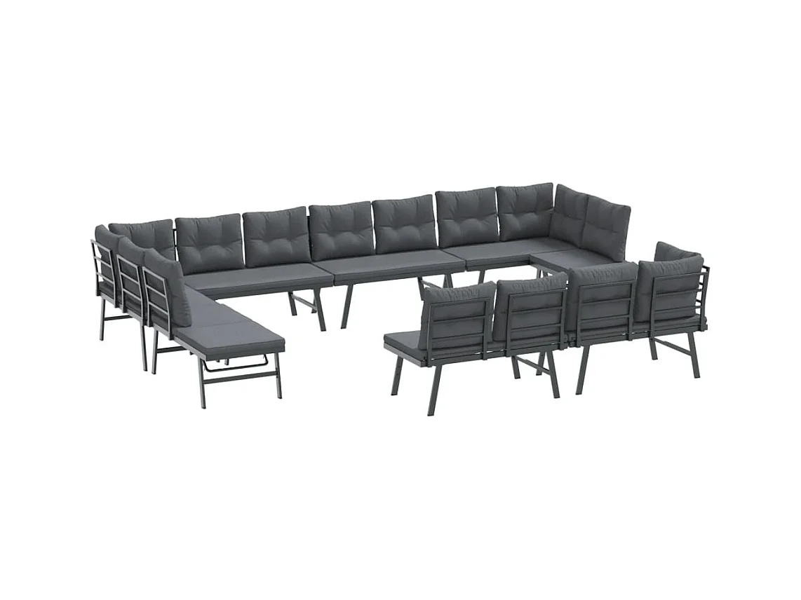 Bancs de jardin avec coussins lot de 8 acier enduit de poudre