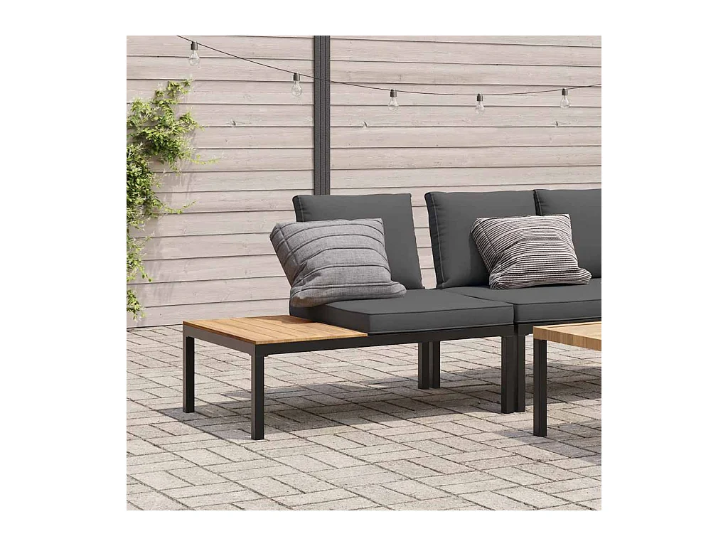 Banc de jardin avec coussins noir aluminium