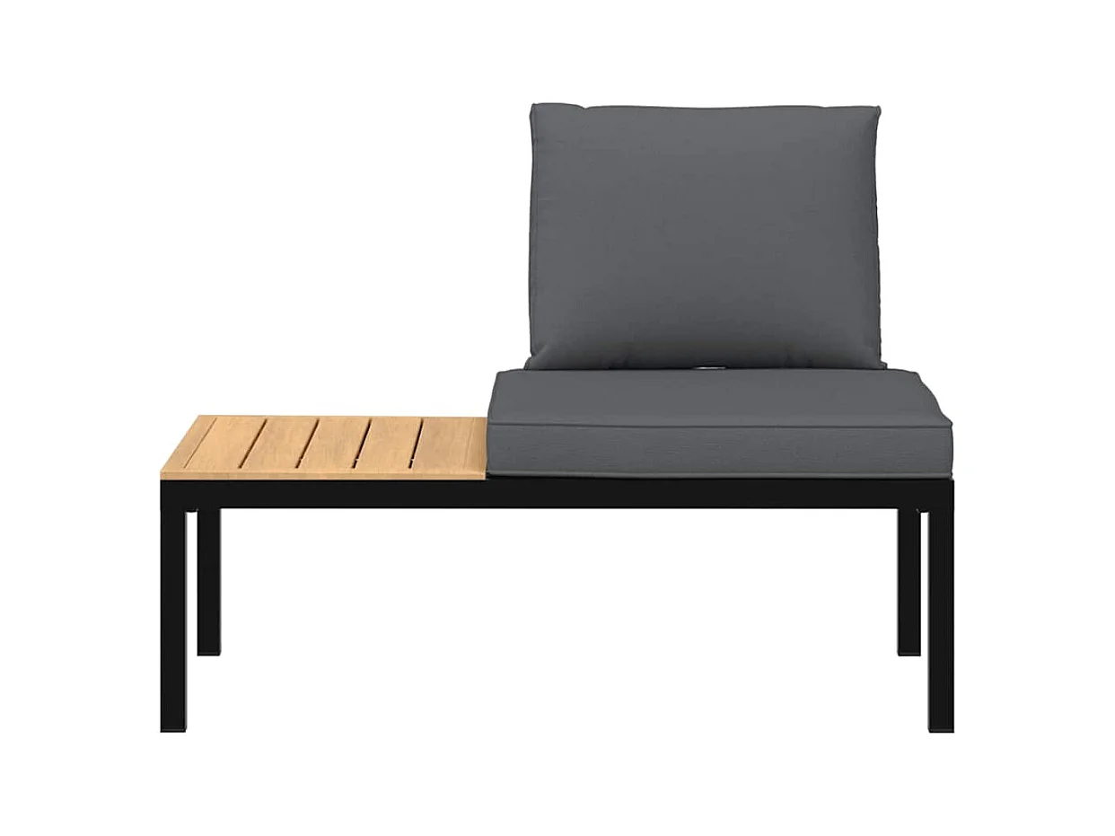 Banc de jardin avec coussins noir aluminium