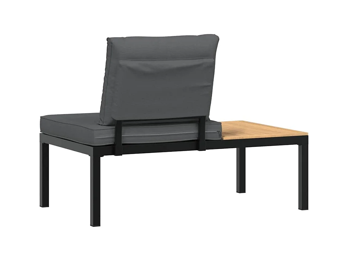 Banc de jardin avec coussins noir aluminium