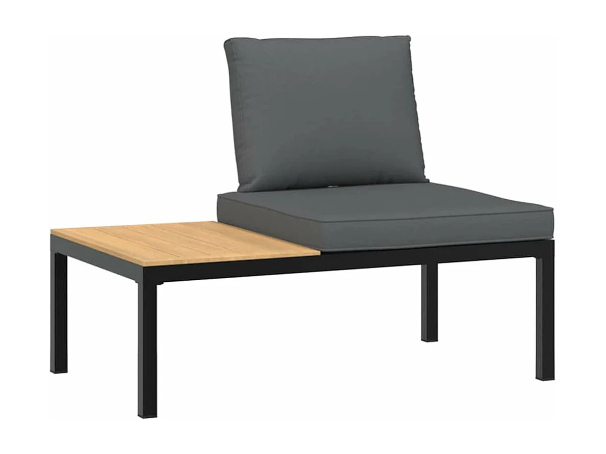 Banc de jardin avec coussins noir aluminium