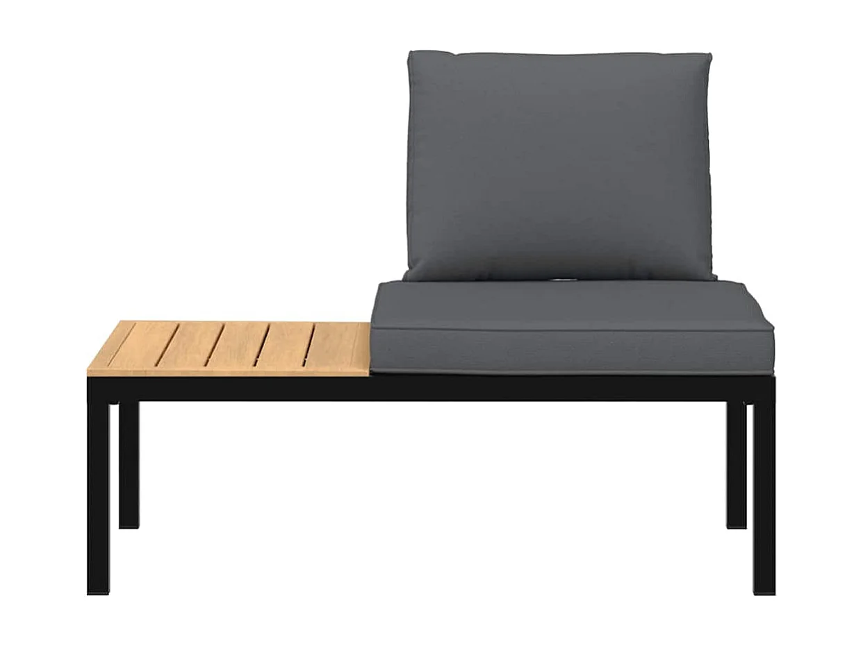 Banc de jardin avec coussins noir aluminium