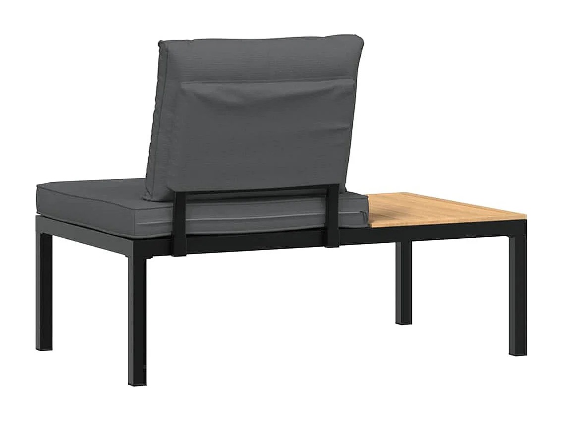 Banc de jardin avec coussins noir aluminium