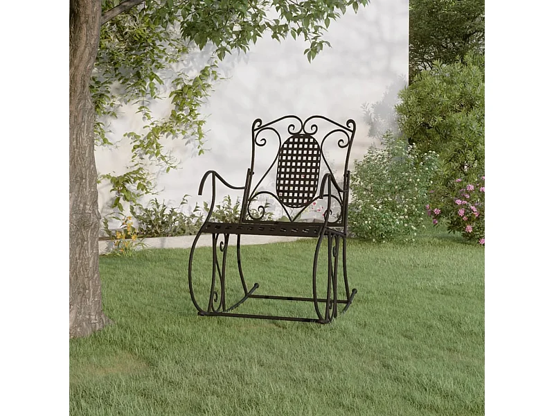 Banco mecedor de acero negro 84 cm