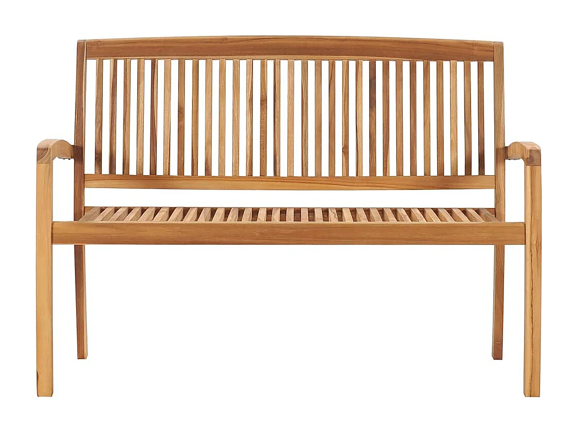 Banco de jardín apilable con cojín madera maciza teca 128,5 cm