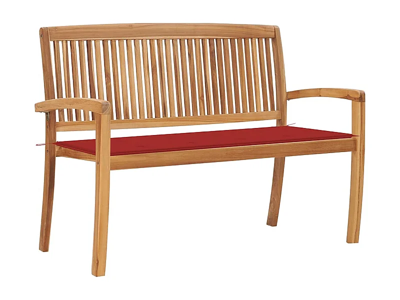 Banc de jardin empilable et coussin 128,5cm Bois de teck massif
