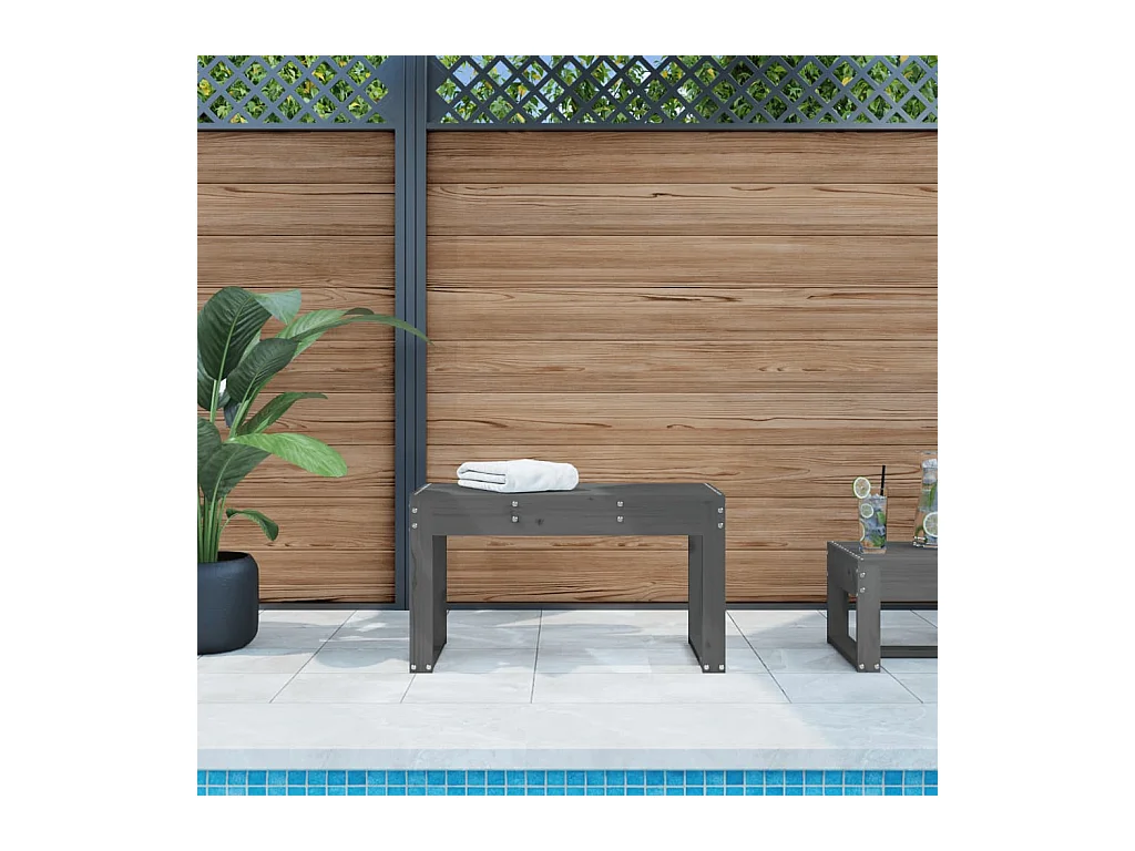Banc de jardin gris 80x38x45 cm bois massif de pin